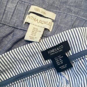 2 Pair - Cynthia Rowley Linen and Jones & Co Searsucker Capris  14W/XL